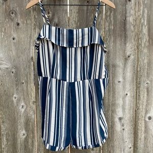 Navy/white striped romper, size M